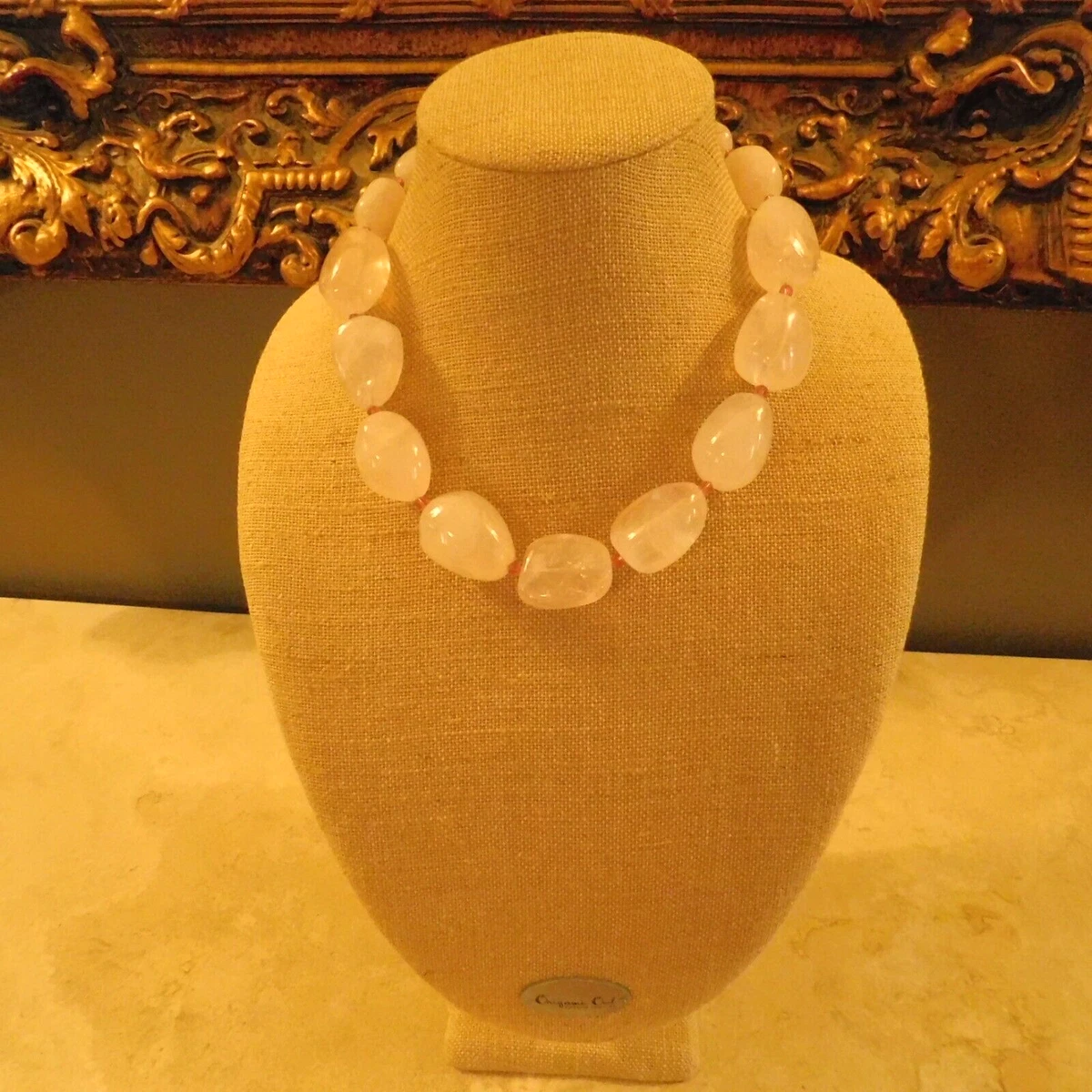 Chunky rose quartz necklace deals