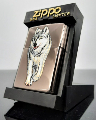 Zippo Feuerzeug Wolf Tier Print auf Black ICE Zippo Feuerzeug von 2001