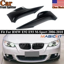 Gloss Black Front Splitters Corner Lip For BMW Pre-LCI E92 E93 M-Sport 2006-2009