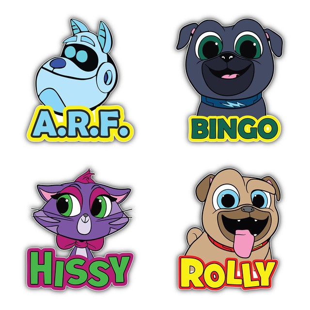 Puppy Dog Pals Cartoon Set Of 4 Vinyl Sticker Decal 5'' longer side
