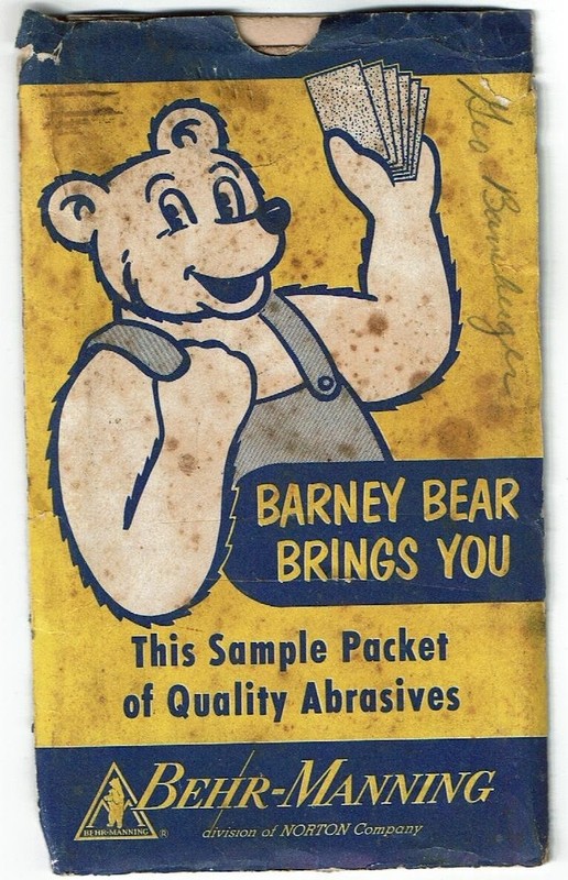 Vintage Behr - Manning sandpaper sample packet -1955  with 3 sheets