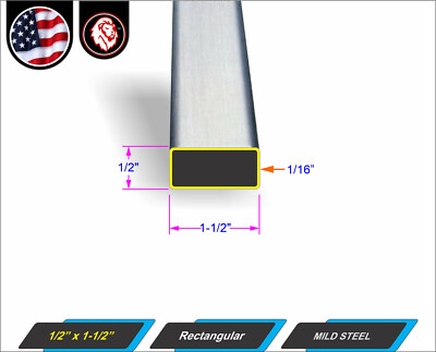 1/2 X 1 Rectangular Metal Tube – Mild Steel – 16 Gauge – ERW – 48" Long (4-ft) – American Steel