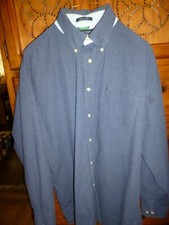 Men's Tommy Hilfiger navy blue/lt. blue button down collar shirt XL/xg 46-48 