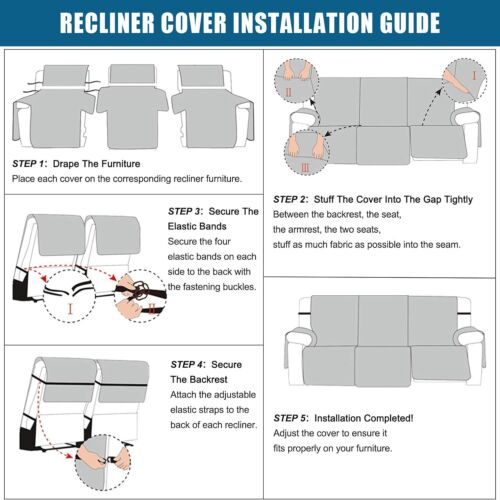 Waterproof non-slip sofa cover recliner 3 seats, furniture protection decoration - Picture 65 of 94