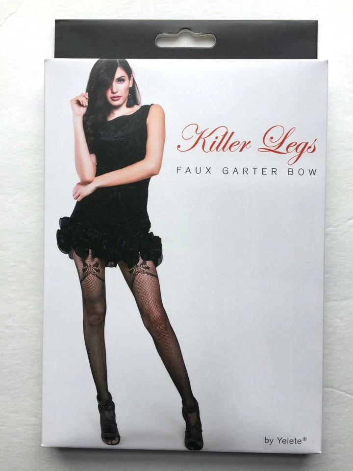 Pantimedias Killer Legs Fishnet 168YD076, negras, arco de liguero sintético Foto 3 de 4