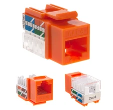Cat6 Orange Keystone Jack 45 Degree Punch Down Network Connector Multi-Pack LOT