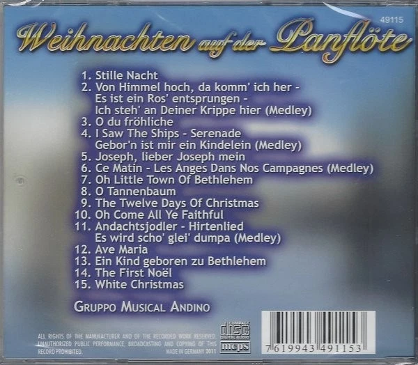 Gruppo Musical Andino - Weihnachten auf der Panflöte CD, Stille Nacht, Ave Maria - Bild 2 von 2