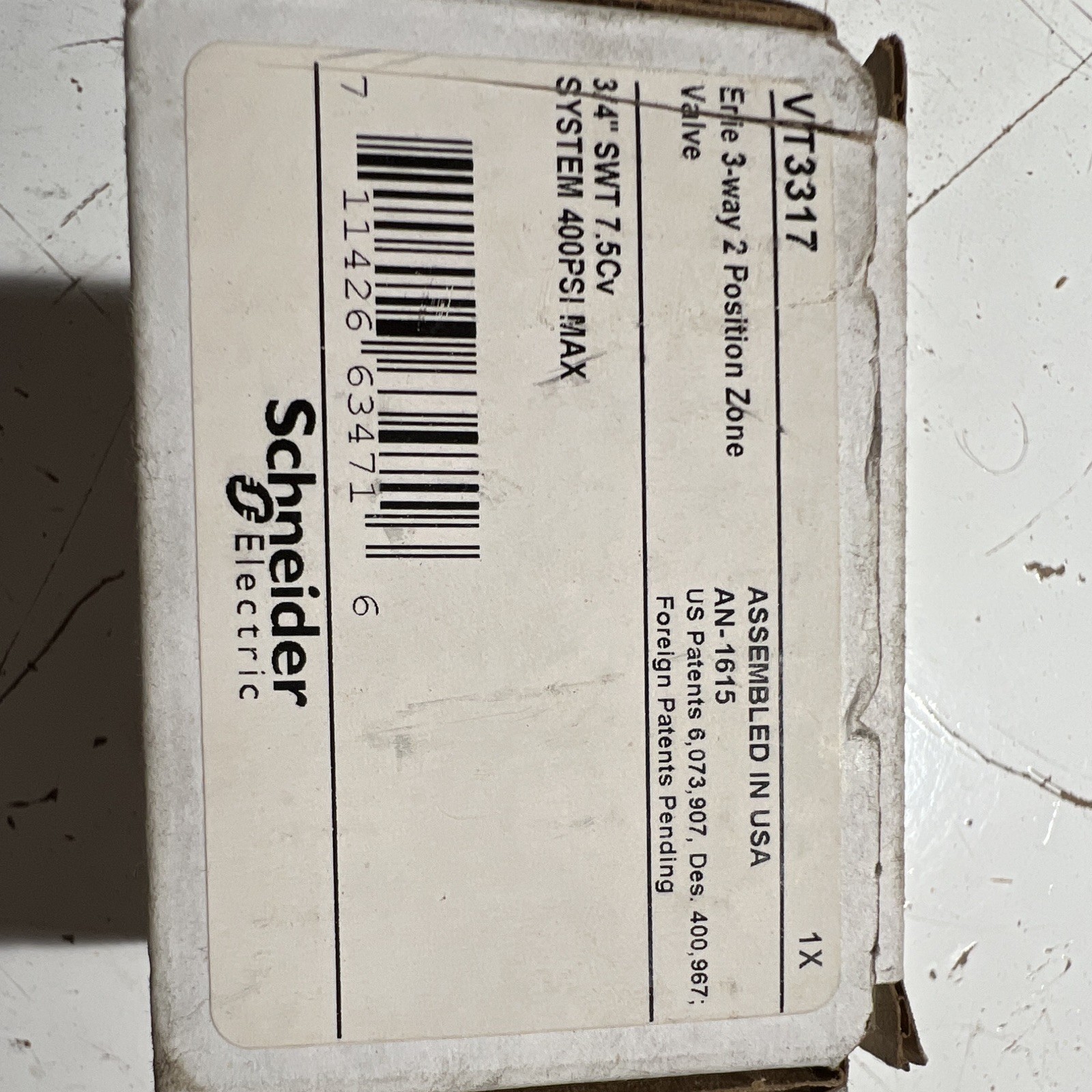 Schneider Electric VT3317 3/4 in 3-Way 2-Position Zone Valve FWT 7.5 Cv