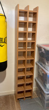 190cm Tall CD Storage Rack Tower, 308 CD Holder, Beech Wood Effect, Vintage Y2K
