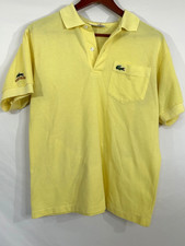 Lacoste Polo Shirt Mens L Yellow Chemise Made in France Croc S/S Logo Pique Knit