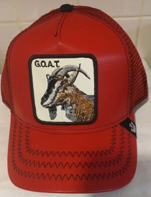 Goorin Bros The Farm 'Cherry Goat' Trucker Snapback Hat Red Faux Leather/mesh