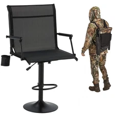 Danrelax 360° Swivel Hunting Bar Chair, Tall Base w/ Footrest, Adjustable Height