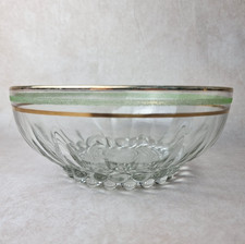 Saladier Vintage en Verre – Granité Vert et Doré