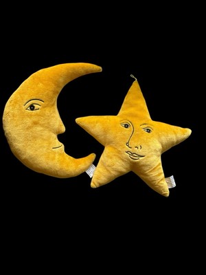Vintage Pair Of Salamander Graphix Celestial Decor Plush Face Pillows Moon/ Star