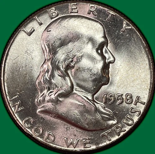 1958 Franklin Half Dollar Brilliant Uncirculated BU Coin #38271