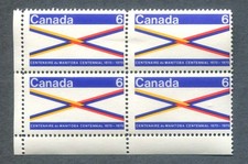 CANADA 1970 Stamp, #505 Manitoba Centennial 1870 1970. 4x6¢ LL CORNER BLOCK
