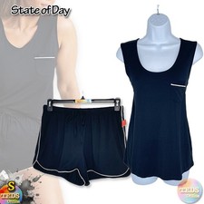 NWT State of Day Women's S 2-Pc. Tank Short Pajama Set 100180149, Black