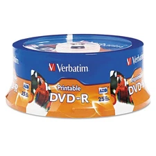 Verbatim Americas Llc 96191 Dvd-R 4.7Gb 16X White Inkjet Hub Printable 25Pk
