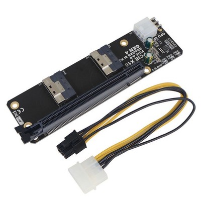 Mini SlimSAS 8i x2 to PCIe4.0 x16 Slot Adapter SFF8654 Riser Card for Network