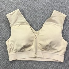 Tommie Copper Shoulder Support Bra Womens Large Beige Zip Front Copper Znergy