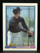 1991 Bowman baseball card featuring Dave Staton of the San Diego Padres