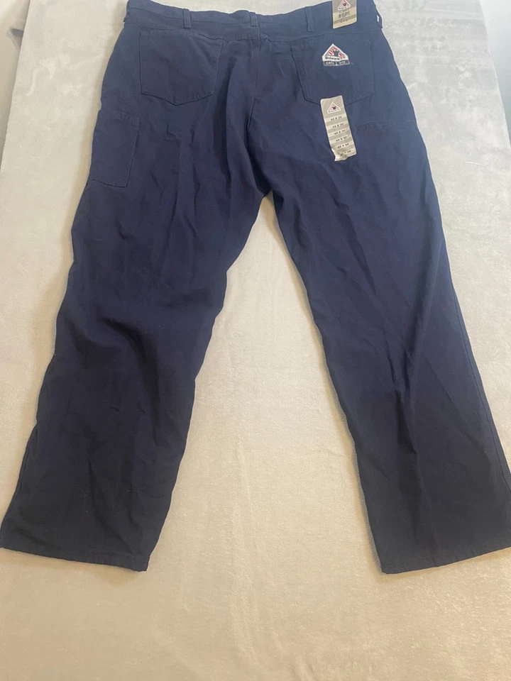 Bulwark Loose Midweight Canvas CAT 2 AR/FR Work Pants Mens 42 x 30 Navy Cotton - Image 2 of 4
