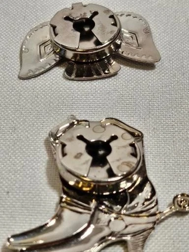 GUC Thin Silvertone Metal Country Western Native Button Covers - Image 3 of 4