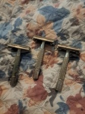 Vintage Gillette Safety Razor Lot of 3 Double Edge Razors Made In USA