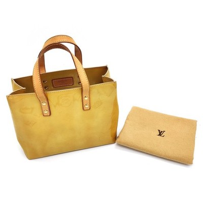 Louis-Vuitton Monogram Vernis Reade PM Handbag M91144 Yellow Authentic