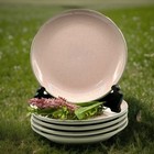 Harkerware Shell Pink Stoneware China 8” Salad Plates Made In USA Set Of 5