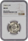 1944-S Washington Silver Quarter MS65 NGC
