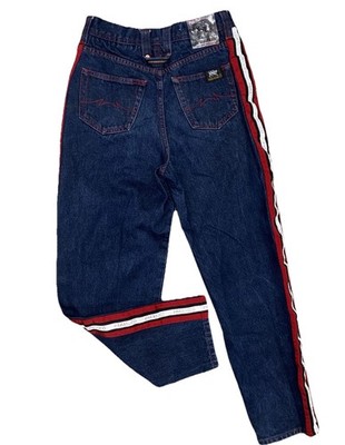 Vintage Y2K Parasuco Red & Silver Spell Out Reflective Stripe Skate Jean 14 RARE