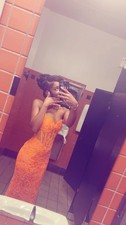 Orange Lace Strapless Sweetheart Neckline Long Gown for Women
