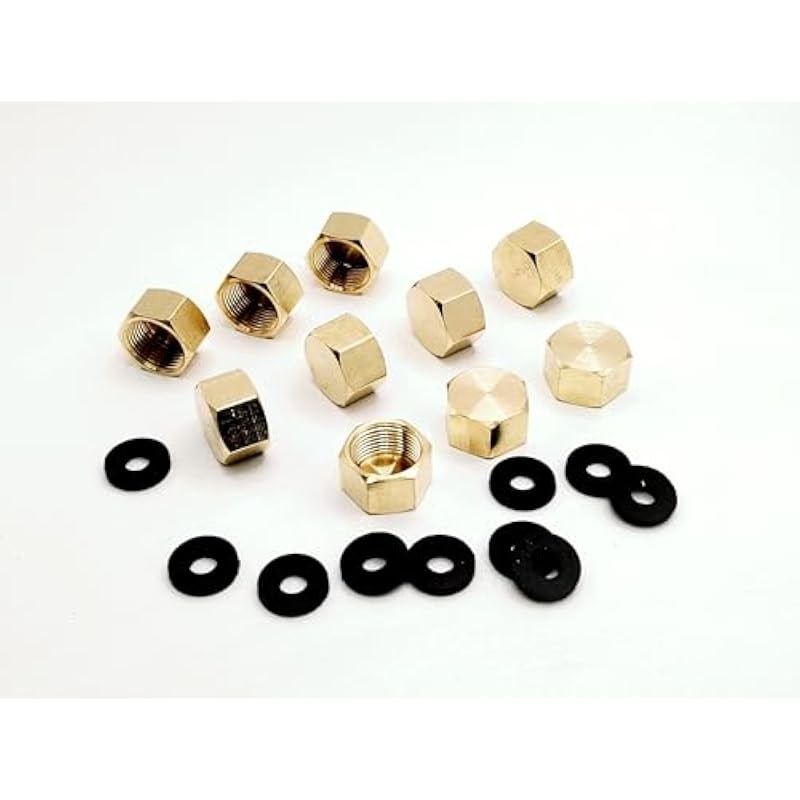 (Pack of 10) Brass 3/8'' Compression valve Cap Fitting for Sink Shut off Angle