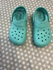 Crocs Fur  Clog Sandals Unisex Little Kids Child Size J 3 Teal