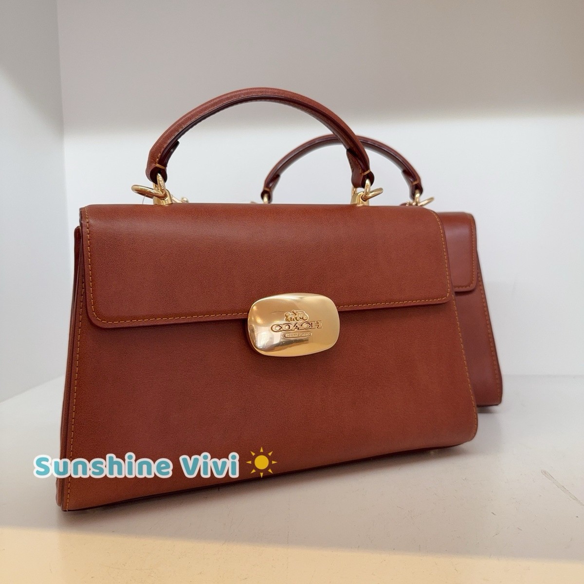 NWT COACH Eliza Top Handle Bag CARAMEL CBM16 Polished smooth NWT COACH Eliza Top Handle Bag CARAMEL CBM16 Polished smooth