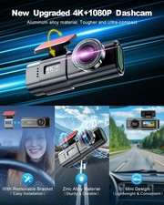 Dashcam Auto Vorne Hinten 4K+1080P,WiFi Dashcam mit Parküberwachung,64G SD Karte