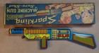 Vintage SURE-SHOT SPARKLING MACHINE GUN + Original Color Litho Box Gun Near Mint — photo 2
