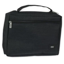  Polyester Bible Cover for Men & Women w/Jesus Fish Patch, Secure Zipper 