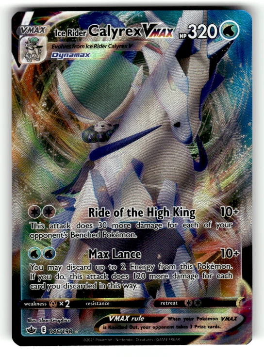 ice rider calyrex vmax pokemon card price Pokemon Chilling Reign Ice Rider Calyrex VMAX 046/198 Ultra Rare Holo Card main image 0