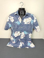 Hawaii Blue Floral Vintage 1989 Hawaii Made Button Down Tropical Shirt Size L