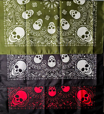 Skull Black Bandana 21"x21"  100 Poly  4 Variations