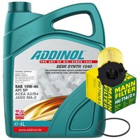 MotoröL Set Addinol 10W-40 4 Liter + ÖLfilter FüR Citroen Berlingo Mazda Peugeot