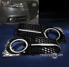 2009-2012 Audi A4 B8 Bumper Fog Light Lamp Grille Cover Glossy Blackchrome Trim