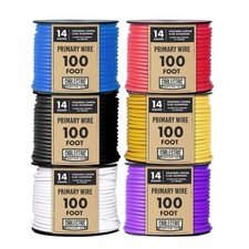 6 Roll 14 Gauge Copper Clad Aluminum Primary Wire - Assorted Colors - 100 Ft ...