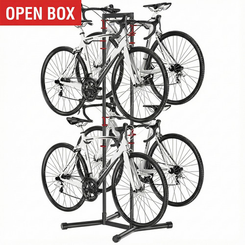 4 Bike Storage Rack Vertical Floor Stand Garage Organizer Indoor 154lbs (Uesd）