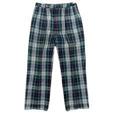 Vintage Polo Ralph Lauren Plaid Tartan Pleated Pant Trouser Mens sz 34x30
