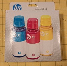 11/2025 HP 31 Cyan, Magenta, Yellow Ink 3-Pack Bottles NEW SEALED