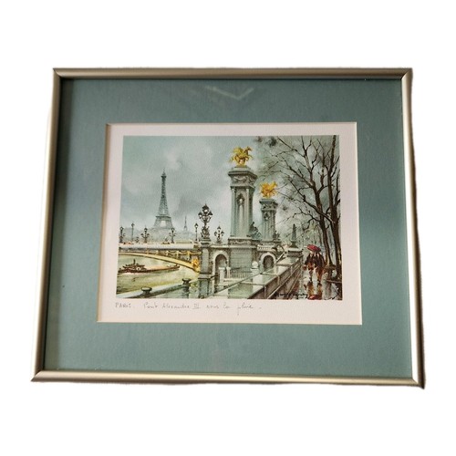 Stampa litografata Maurice Legendre "Paris Pont Alexandre III Sous La Pluie" - Foto 3 di 12