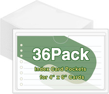36 Pack Adhesive Index Card Holders Clear 4 X 6 Label Pockets Clear Pvc, Not I